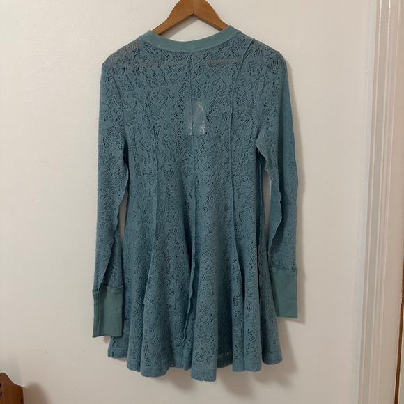 NWT Free People Coffee in the Morning Lace Astral Sea Long Sleeve Tunic | Small - Picture 7 of 11